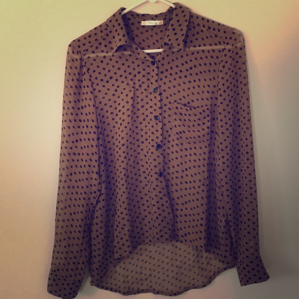 Timing brown button down